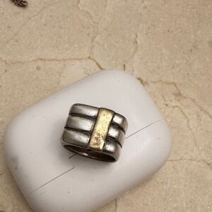 Chunky Two-Tone Statement Ring - Silver & Gold